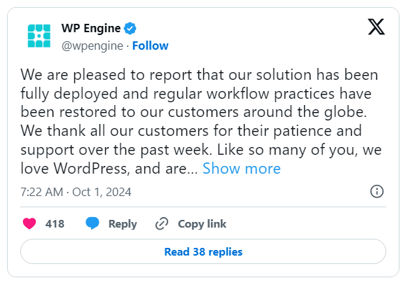 Drama giữa WordPress và WP Engine 2